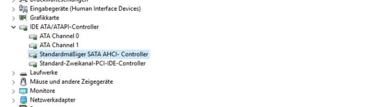 AHCI Modus nachträglich in Windows 10 aktivieren